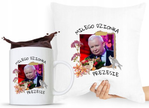 Zestaw Poduszka + Kubek Pis Jarosław Kaczyński