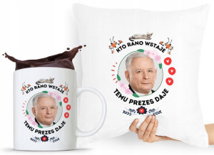 Zestaw Poduszka + Kubek Pis Jarosław Kaczyński