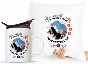 Zestaw Poduszka + Kubek Pis Jarosław Kaczyński