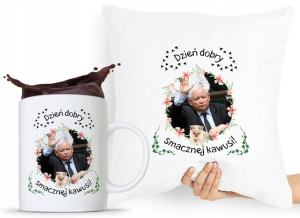 Zestaw Poduszka + Kubek Pis Jarosław Kaczyński