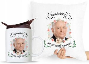 Zestaw Poduszka + Kubek Pis Jarosław Kaczyński