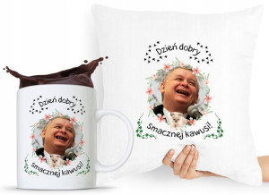 Zestaw Poduszka + Kubek Pis Jarosław Kaczyński