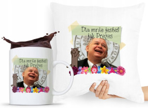 Zestaw Poduszka + Kubek Pis Jarosław Kaczyński