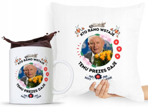 Zestaw Poduszka + Kubek Pis Jarosław Kaczyński