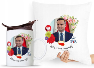 Zestaw Poduszka + Kubek Prezent Andrzej Duda Pis