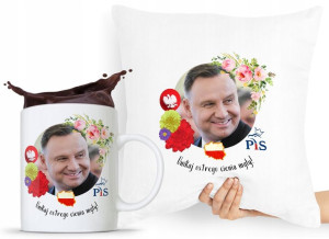 Zestaw Poduszka + Kubek Prezent Andrzej Duda Pis