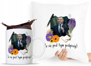 Zestaw Poduszka + Kubek Prezent Andrzej Duda Pis
