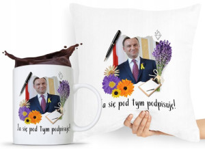 Zestaw Poduszka + Kubek Prezent Andrzej Duda Pis