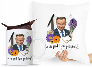 Zestaw Poduszka + Kubek Prezent Andrzej Duda Pis