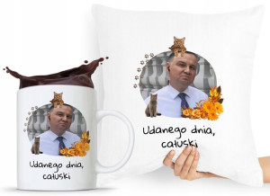 Zestaw Poduszka + Kubek Prezent Andrzej Duda Pis