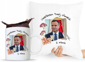 Zestaw Poduszka + Kubek Prezent Andrzej Duda Pis