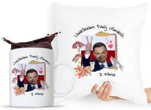 Zestaw Poduszka + Kubek Prezent Andrzej Duda Pis
