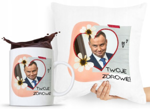 Zestaw Poduszka + Kubek Prezent Andrzej Duda Pis