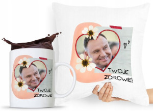 Zestaw Poduszka + Kubek Prezent Andrzej Duda Pis