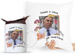 Zestaw Poduszka + Kubek Prezent Andrzej Duda Pis