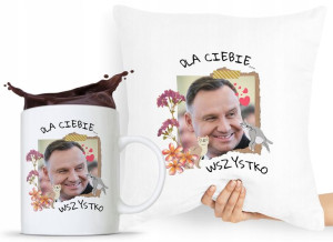 Zestaw Poduszka + Kubek Prezent Andrzej Duda Pis