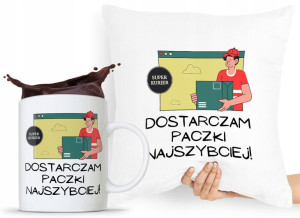 Zestaw Poduszka + Kubek Prezent Dla Kuriera