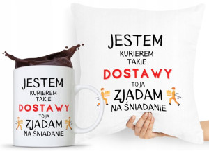 Zestaw Poduszka + Kubek Prezent Dla Kuriera