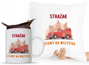 Zestaw Poduszka + Kubek Prezent Dla Strażaka
