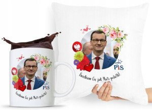 Zestaw Poduszka + Kubek Prezent Mateusz Morawiecki