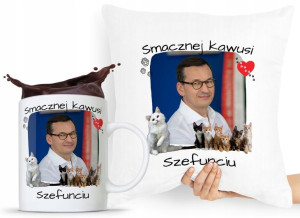 Zestaw Poduszka + Kubek Prezent Mateusz Morawiecki