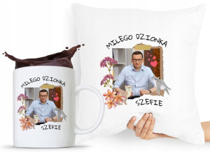Zestaw Poduszka + Kubek Prezent Mateusz Morawiecki