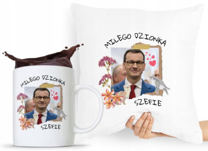 Zestaw Poduszka + Kubek Prezent Mateusz Morawiecki