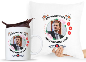 Zestaw Poduszka + Kubek Prezent Mateusz Morawiecki