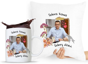 Zestaw Poduszka + Kubek Prezent Mateusz Morawiecki