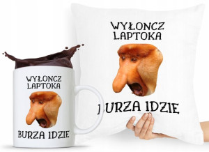 Zestaw Poduszka + Kubek Prezent Nosacz Janusz