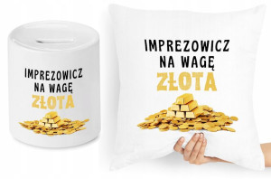 Zestaw Poduszka + Skarbonka Imprezowicza Prezent