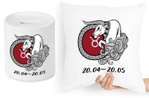Zestaw Poduszka + Skarbonka Znaki Zodiaku Byk
