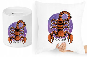Zestaw Poduszka + Skarbonka Znaki Zodiaku Skorpion