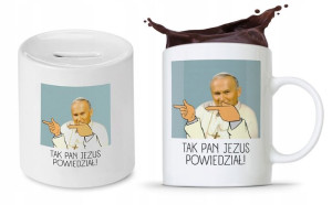 Zestaw Śmieszny Jan Paweł Papaj Kubek + Skarbonka