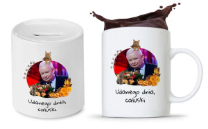 Zestaw Śmieszny Pis Kaczyński Kubek + Skarbonka