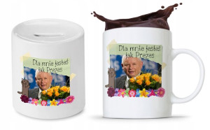 Zestaw Śmieszny Pis Kaczyński Kubek + Skarbonka