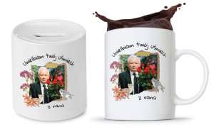 Zestaw Śmieszny Pis Kaczyński Kubek + Skarbonka