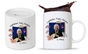 Zestaw Śmieszny Pis Kaczyński Kubek + Skarbonka