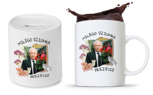Zestaw Śmieszny Pis Kaczyński Kubek + Skarbonka