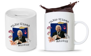 Zestaw Śmieszny Pis Kaczyński Kubek + Skarbonka