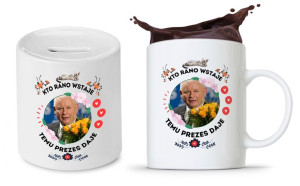 Zestaw Śmieszny Pis Kaczyński Kubek + Skarbonka