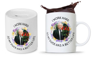 Zestaw Śmieszny Pis Kaczyński Kubek + Skarbonka