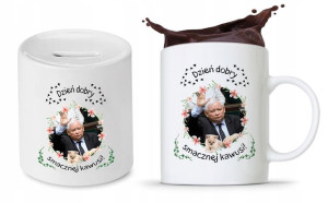 Zestaw Śmieszny Pis Kaczyński Kubek + Skarbonka