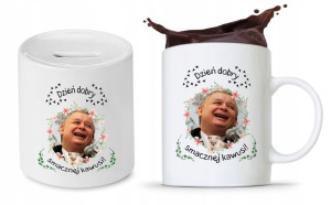 Zestaw Śmieszny Pis Kaczyński Kubek + Skarbonka