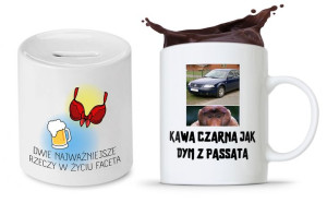 Zestaw Śmieszny Zabawny Prezent Kubek + Skarbonka
