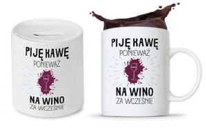 Zestaw Śmieszny Zabawny Prezent Kubek + Skarbonka