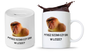 Zestaw Śmieszny Zabawny Prezent Kubek + Skarbonka