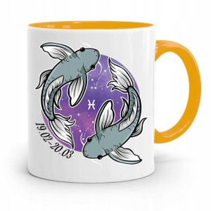 Znaki Zodiaku Zodiakara Kubek Żółty Prezent Ryby