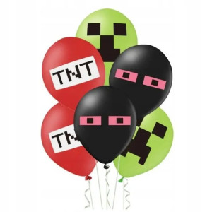 Balony Gracza Piksele Creeper Tnt Enderman - 12szt