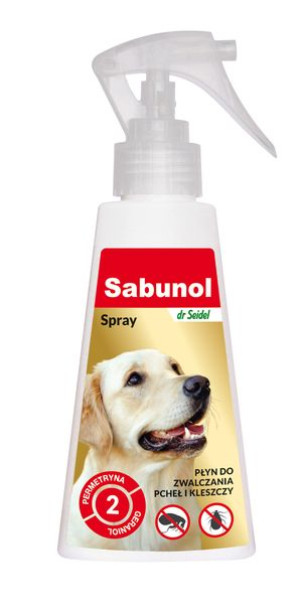 SABUNOL spray przeciw pchłom i kleszczom 100ml